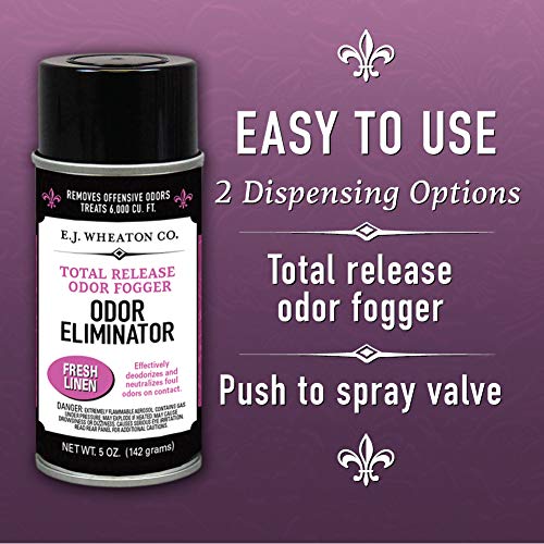 E.J. Wheaton Co. Odor Eliminator, Total Release Odor Fogger, 3 Pack, Effectively Deodorizes and Neutralizes Foul Odors on Contact, Fresh Linen (5 OZ)