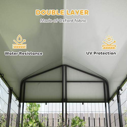 PawHut Outdoor Dog Kennel with Roof, 6' x 4' x 6' Heavy Duty Welded Wire Dog Playpen Enclosure with Escape-Proof Lock, UV-Resistant & Waterproof Cover, for Large Dogs, Chickens, Ducks, Silver