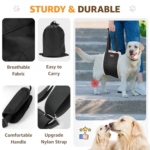 Adjustable Dog Lift Harness Dog Sling for Large Dogs Hind Leg Support Soft Lift Support and Rehab Harness for Weak Rear Legs, Helps Senior, Injured, Disabled and After ACL Surgery Dogs Large