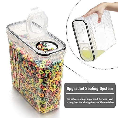 Wildone Cereal Storage Containers Set, Large BPA Free Plastic Airtight Food Storage Containers 4L for Flour, Sugar, 6 Piece Set Cereal Dispensers with 20 Labels & Marker, Black