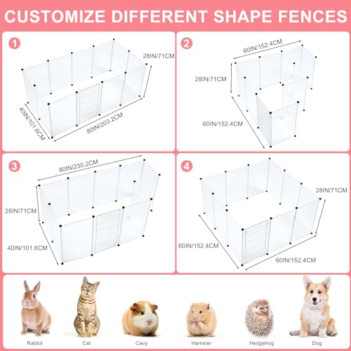 BRIAN & DANY Dog Playpen Portable for Small Animals, Dog Play Pen Indoor, Transparent Pet Playpen for Puppies, Cats, 80" L x 40" W x 28" H