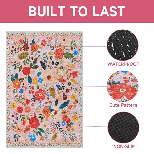 YOSEPATI Cat Litter Mat, 24" x 16" Litter Box mat, Upgrade Non-Slip Kitty Litter mat, Traps 100% Litter, Soft on Kitty Paws, Easy Clean for Scatter Control, Bohe cat Food mat, Urine Waterproof