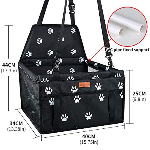 SWIHELP Dog Car Seat Puppy Portable Pet Booster Car Seat with Clip-On Safety Leash and PVC Support Pipe, Anti-Collapse,Perfect for Small Pets