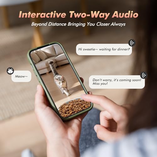 Automatic Cat Feeder with Camera - 5G WiFi Timed Cat Food Dispenser, 1080P HD Video with Night Vision, 1-15 Meals, 1-99 Portions, 2-Way Audio, Keeps Dry Food Fresh, 5L Auto Pet Feeder Also for Dogs