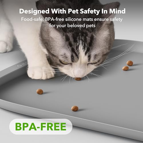 PETLIBRO Dog Food Mat, Safety Silicone Cat Food Mat for Feeder & Fountain, Waterproof Dog Bowl Mat, Raised Edge Spill Protection Floor, Cove Feeding Mat for AF005, AF103 Single Tray, AF203 Single Tray