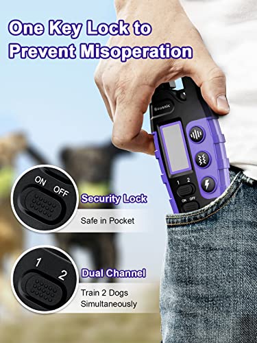 Bousnic Dog Shock Collar 2 Dogs (5-120Lbs) - 3300 ft Waterproof Training Collar for Dogs Large Medium Small with Rechargeable Remote, Beep (1-8) Vibration (1-16) and Humane Shock (1-99) Modes
