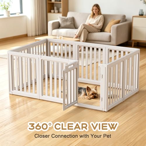 LoveTail Dog Playpen, Clear Dog Pen, Dog Pen Indoor, Easy to Install and Remove Dog Play Pen, Puppy Playpen Suitable for Dogs, Cats,Dog Playpen Indoor (White, 23.6 inch Height, 10 Panels)