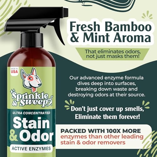 Sprinkle & Sweep: Pet Stain & Odor Enzyme Spray - 24oz - No Scrubbing Concentrated Formula, Dog & Cat Urine & Mess Destroyer, Carpet Spot Cleaning