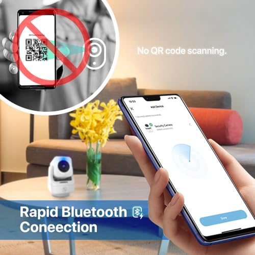 Jarnex 2K Indoor Pan Tilt 360 HD 2.4GHz WiFi Home Security Camera, Baby/Pet Monitors, 2 Way Audio, Smart Light Night, Bluetooth Fast Link, One Click Call, Local/Cloud Storage, Work with Alex/Google
