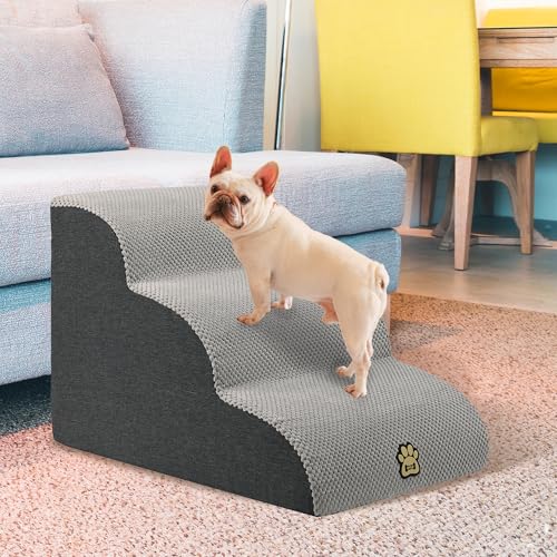 OYLZ Pet Steps Dog Stairs for Sofa Couch and Bed High Density Sponge Pet Ramp with Removable Washable Cover Non-Slip Base Stable Dog Steps 15.7" H