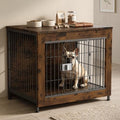 Furniture Style Dog Crate, Decorative Wooden Pet Kennel End Table for Small to Medium Dogs (Under 30 lbs), Indoor Dog House with Secure Slide Lock & Solid Top, Modern Pet Cage Furniture, Aged Black