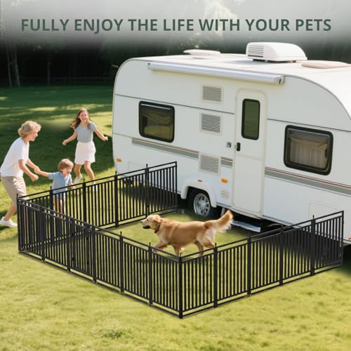 Petorldog Dog Fence Outdoor for Yard Dog Playpen Indoor 40" Height 16 Panels Portable Puppy Playpen Dog Kennel for RV Camping(Black-Silver)