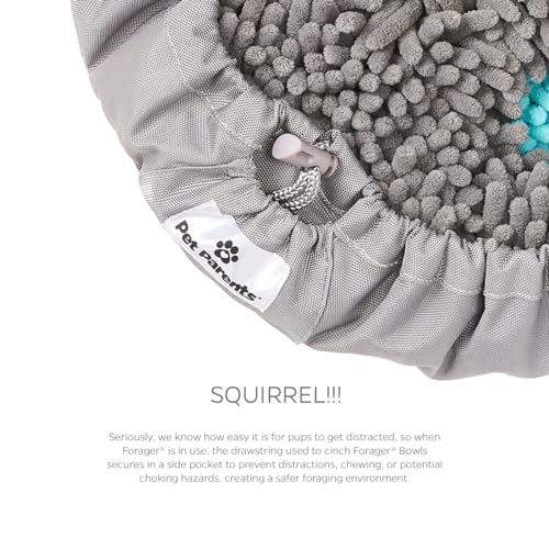 Pet Parents Forager Bowls, Slow Feeder Dog & Cat Bowls with SoftSnout™ & Non-Slip Backing, Portable Pet Puzzle Toys & Snuffle Mats, 30 oz, Modern Grey (Meadow Ponds)