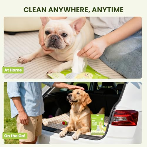 36PCS Hypoallergenic Pet Glove Wipes for Dogs, Cats & Small Animals | No-Rinse Deodorizing Dog Wipes for Paws, Butt, Eyes & Ears | Pet Wipes for Stain & Odor Cleanup Between Baths & Travel
