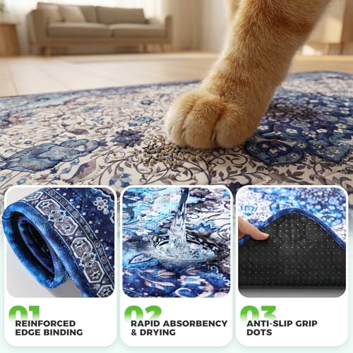 Hompet Cat Litter Mat 2 Pack, 18x28 Machine Washable Trapping Mats for Cats, Super Absorbent & Urine-Proof Cat Litter Box Mat for Floor, Waterproof & Non Slip Kitty Litter Rug