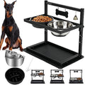 Elevated Dog Bowls with Slow Feeder for Large Dogs – Adjustable Raised Stand with 2 Stainless Steel Bowls & Spill-Proof Mat, Non-Slip Dog Feeder for Large & Medium Dogs (Black)