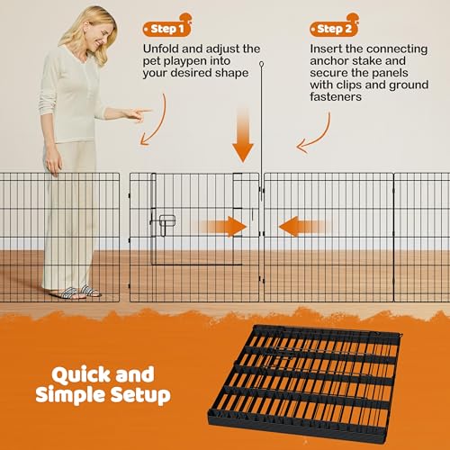 Yaheetech 24" High 8 Panel Foldable Metal Dog Exercise Pen Pet Playpen Dog Fence Outdoor & Indoor Use for Small Animals with Door Black