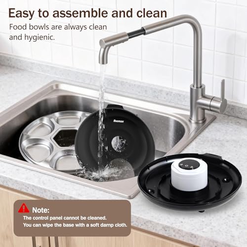 Automatic Wet Food Cat Feeder for Cats Dogs 6 Meal Timed Fresh Foods Dispenser with 2 Ice Pack (Black)