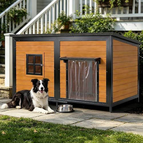 59" Dog House, Extra Large Dog House with Weatherproof Roof for Outdoor Use, Easy to Install and Clean, Anti-Chewing Metal Frame Design for Small Medium Large Dogs