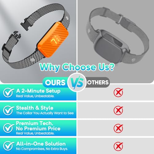 KJKZO Dog Bark Collar for Large Medium Small Dogs, Effective No-Bark Collar, Smart Barking Collar, 2026 Upgraded Bark Collar with 7 Sensitivity, 3 Modes, Orange