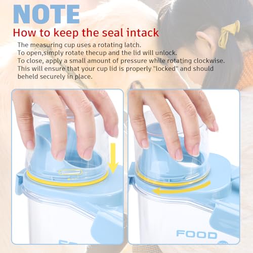 P-ZOONPE Dog Food Storage Container 3-5lbs, Dog Food Container with Airtight Pour Spout, Cat Food Storage Container with Measuring Cups, Portable Pet Food Container for Dogs, Cats, Birds（Blue）
