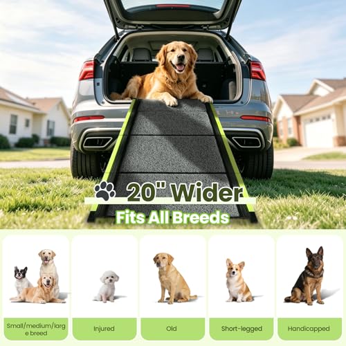 Dog Ramp for Car 71" L*20" W Portable Dog Ramps for Large Dogs with Non-Slip Rug Surface Portable Dog Car Ramp for SUV & Truck,Pet Ramp for Dogs to Get in Car Outdoor&Indoor