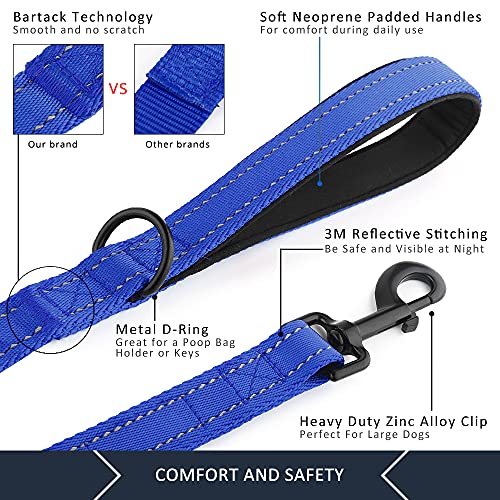 Plutus Pet Dog Leash 6ft Long,Traffic Padded Two Handle,Heavy Duty,Reflective Double Handles Lead for Control Safety Training,Leashes for Large Dogs or Medium Dogs,Dual Handles Leads(Navy Blue)
