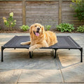 Suddus Elevated Dog Bed for Large Dogs 140lb, Breathable Cooling Raised Dog Cot with Dual Support Bars & Metal Frame, No-Slip Feet, Waterproof Pet Bed for Indoor/Outdoor, X-Large, 48 * 36 * 9in, Grey