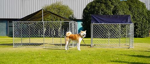 Petonly Outdoor Dog Enclosure Heavy Duty Dog Kennel House Mesh Dog Big Cage Pet Kennel Steel Fence with Secure Lock (78”x 78”)
