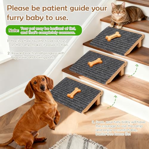 KISIMUY Foldable Wooden Dog Stairs, Slope for Senior & Joint-Sensitive Dogs