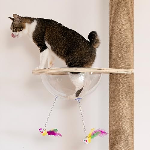 Floor to Ceiling Cat Tree Height (50-120.5in) Adjustable Cat Tower 5 Tier Hemp Scratching Post High Cat Tree Sturdy Activity Tree Indoor Outdoor Cat Scratching Post Activity Center