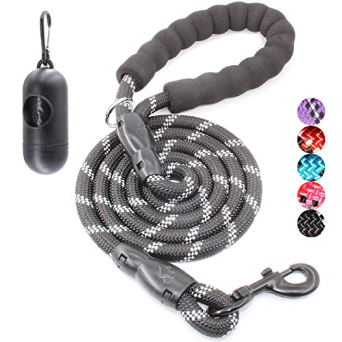 BAAPET 2/4/5/6 FT Dog Leash with Comfortable Padded Handle and Highly Reflective Threads for Small Medium and Large Dogs (4FT-1/2'', Black)