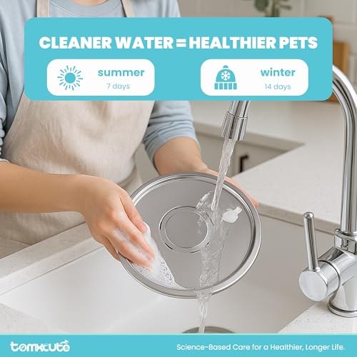 Cat Water Fountain Stainless Steel - 108oz/3.2L Large Capacity Cat Fountain for Drinking, Ultra Quiet Metal Pet Water Fountain for Cats, Small Dogs, Multiple Pets