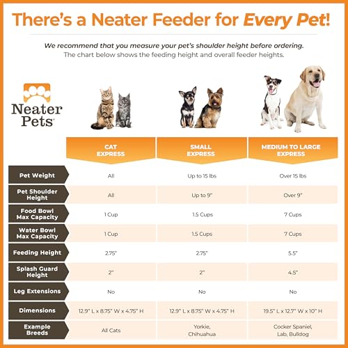Neater Feeder Express Mess Proof Dog Bowls Elevated for Small Breeds under 15 Lb, Made in USA, No Spill Raised Dog Food Bowl Stand, Stainless Steel Food and Water Bowl Set, Feeding Station, Cappuccino