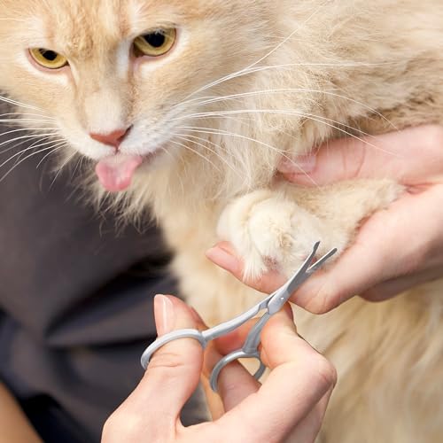 Tweezerman Pet Grooming Scissors, Stainless Steel Rounded Tip Trimming Shears for Dogs and Cats
