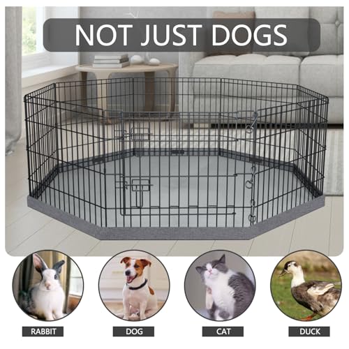 PETIME Foldable Metal Dog Exercise Pen/Pet Puppy Playpen Kennels Yard Fence Indoor/Outdoor 8 Panel 24" W x 24" H with Bottom Pad (with Bottom pad, 8 Panels 24" H)