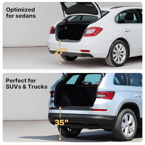 Veehoo Foldable Dog Steps for Car Truck, 4 Steps Collapsible Dog Stairs for Car Large Dogs 17" Wide, Heavy Duty Outdoor Pet Ramp Ladder Portable with Non Slip Surface for Dogs, Support up to 200 lbs