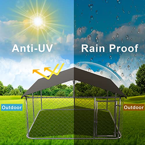 ATTAV Outdoor Dog Enclosure Heavy Duty Dog Kennel House Mesh Dog Big Cage Pet Kennel Steel Fence with Secure Lock (6.56‘x 6.56’)