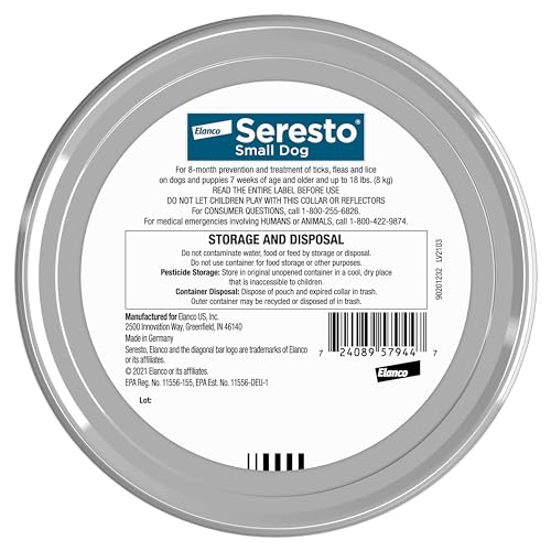 Seresto Small Dog Vet-Recommended Flea & Tick Treatment & Prevention Collar for Dogs Under 18 lbs. | 8 Months Protection