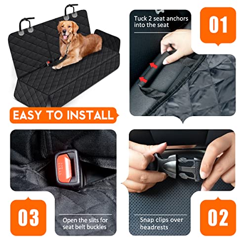 Yuntec Dog Car Seat Cover, Back Seat Cover for Dogs Pet Car Seat Protector Waterproof Bench Car Seat Cover, Non-Slip Rear Seat Cover fits Middle Armrest for Most Cars SUVs Trucks - Black