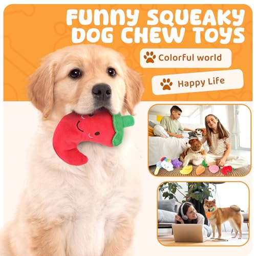 LOYEE Dog Squeaky Toys 8 Pack, Puppy Plush Squeaky Toys for Medium Small Dogs, Cute Pet Toys Stuffed Puppy Chew Toys for Teething, Interactive Toys Set for Puppy Supplies