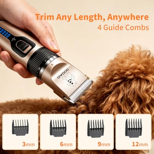 Gooad Dog Clippers for Grooming,Dog Grooming Kit for Heavy Thick Hair&Coats/Low Noise Rechargeable Cordless Hair Trimmer/Pet Shaver with Paw Trimmer for Small & Large Dogs Cats