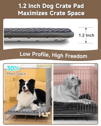 Dog Bed for Crate Pad High Resilience Foam Crate Pad Mat for Medium Large Dogs Washable Anti-Slip, Outdoor, 35" x 22",Dark Gray