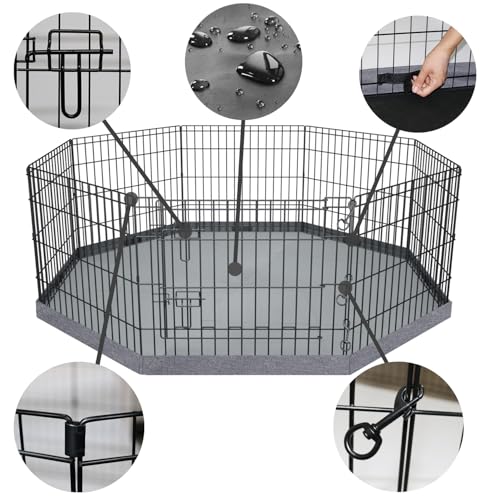 PETIME Foldable Metal Dog Exercise Pen/Pet Puppy Playpen Kennels Yard Fence Indoor/Outdoor 8 Panel 24" W x 24" H with Bottom Pad (with Bottom pad, 8 Panels 24" H)