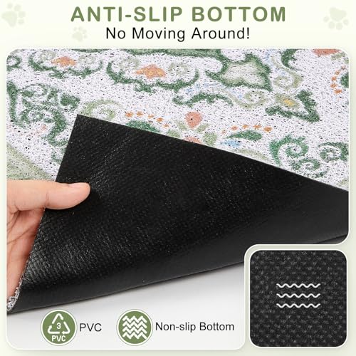 Unicorn Catcher Cat Litter Mat 24" x 15" Non-Slip Litter Box Mat Washable Litter Catcher Mat for Litter Box Indoor Food Mat Supplies Essentials, DarkSeaGreen