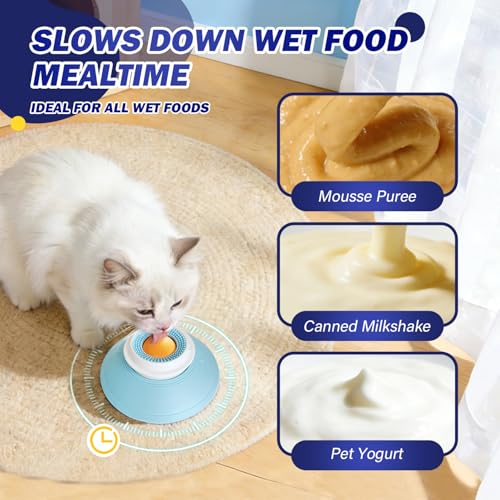 TYBOPCE Slow Feeder cat Bowl, Interactive Licking Bowl for Wet & Liquid Food, Cat Puzzle Feeder, Non-Slip Cat Food Bowl for Slow Eating, Anxiety Relief Cat Slow Feeder Bowl （Yellow Ball）