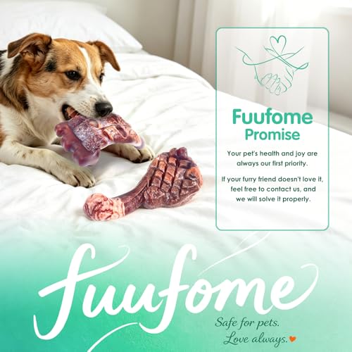 Fuufome Dog Chew Toys for Aggressive Chewers：2 Pack Indestructible Dog Toy for Large Breed- Tough Nylon Teething Bone Toy to Keep Them Busy