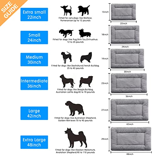 Dog Beds Crate Pad for Medium/Large Dogs Fit Dog Crates,Washable & Anti-Slip Kennel Pad for Dogs Cozy Sleeping Mat,Gray 42inch