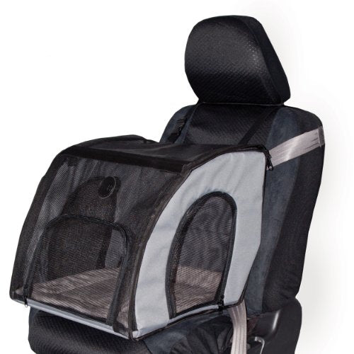 K&H Pet Products Enclosed Dog Car Seat, Travel Safety Carrier for Pets, Dog Travel Car Seat, Soft-Sided Covered Cat Carrier, Washable Pad, Multiple Entrances, Mesh Windows - Medium 24 X 19 X 17in