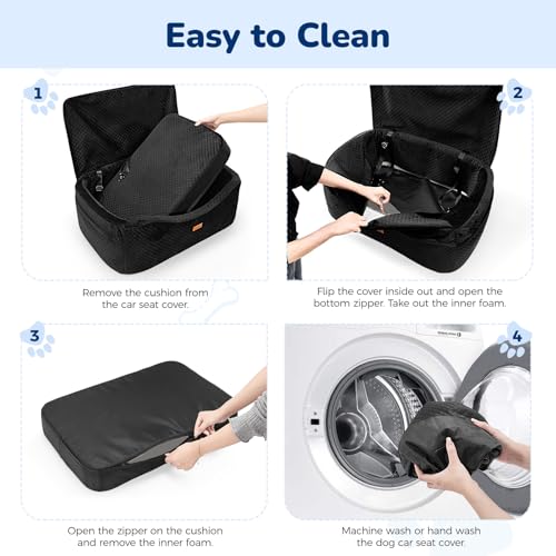 Large Dog Car Seat for Medium Sized, Dog Booster Car Seat, Pet Booster Seats up to 55lbs or 2 Small with 4" Memory Foam for Back Seat, Triple Safety Belts, Storage Pockets, Detachable/Washable